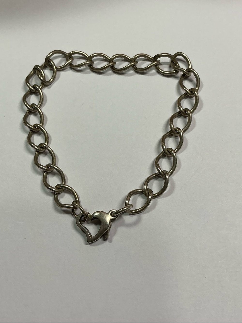 Sterling Silver Bracelet with a Heart Shaped Clasp.6.5 inches long